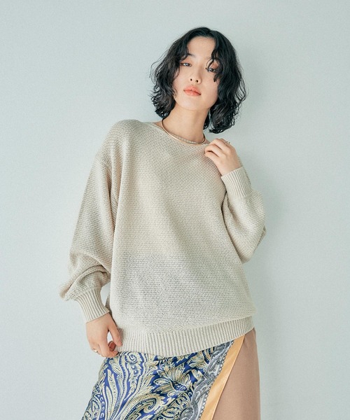 LEPSIM(レプシィム)の「5ゲージカノコライクボートネックプルオーバー 243134(ニット/セーター・レディース・キナリ/カーキブラウン/グリーン系その他/ブラック・FREE)」の6枚目の写真