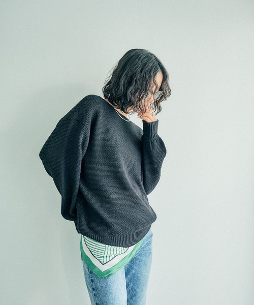 LEPSIM(レプシィム)の「5ゲージカノコライクボートネックプルオーバー 243134(ニット/セーター・レディース・キナリ/カーキブラウン/グリーン系その他/ブラック・FREE)」の14枚目の写真