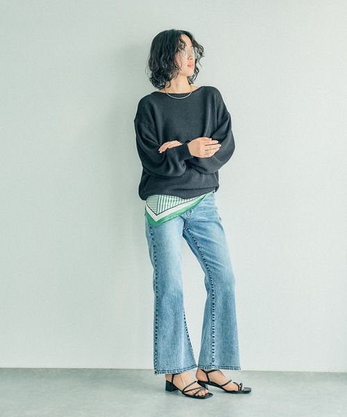 LEPSIM(レプシィム)の「5ゲージカノコライクボートネックプルオーバー 243134(ニット/セーター・レディース・キナリ/カーキブラウン/グリーン系その他/ブラック・FREE)」の17枚目の写真