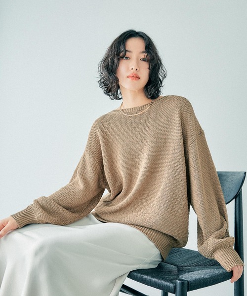 LEPSIM(レプシィム)の「5ゲージカノコライクボートネックプルオーバー 243134(ニット/セーター・レディース・キナリ/カーキブラウン/グリーン系その他/ブラック・FREE)」の19枚目の写真