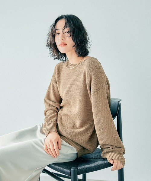 LEPSIM(レプシィム)の「5ゲージカノコライクボートネックプルオーバー 243134(ニット/セーター・レディース・キナリ/カーキブラウン/グリーン系その他/ブラック・FREE)」の20枚目の写真