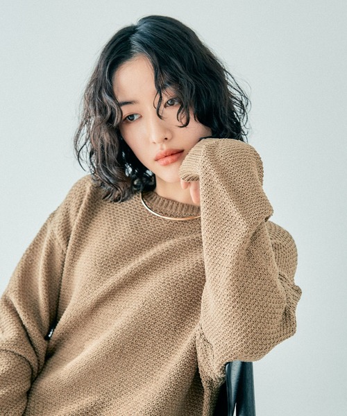 LEPSIM(レプシィム)の「5ゲージカノコライクボートネックプルオーバー 243134(ニット/セーター・レディース・キナリ/カーキブラウン/グリーン系その他/ブラック・FREE)」の22枚目の写真