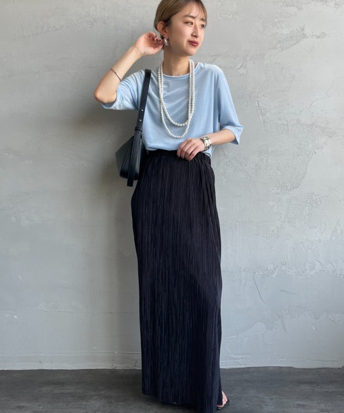 JEANS FACTORY Clothes（ジーンズファクトリークローズ）の「[Jeans Factory Clothes/ジーンズファクトリークローズ] シアーベロア ショートスリーブカットソー（Tシャツ/カットソー・レディース・グレー/サックスブルー/ブラウン/ネイビー・F）」の8枚目の写真