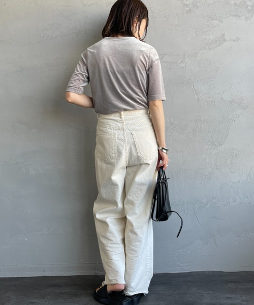 JEANS FACTORY Clothes（ジーンズファクトリークローズ）の「[Jeans Factory Clothes/ジーンズファクトリークローズ] シアーベロア ショートスリーブカットソー（Tシャツ/カットソー・レディース・グレー/サックスブルー/ブラウン/ネイビー・F）」の12枚目の写真