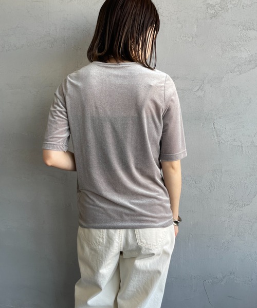 JEANS FACTORY Clothes（ジーンズファクトリークローズ）の「[Jeans Factory Clothes/ジーンズファクトリークローズ] シアーベロア ショートスリーブカットソー（Tシャツ/カットソー・レディース・グレー/サックスブルー/ブラウン/ネイビー・F）」の16枚目の写真
