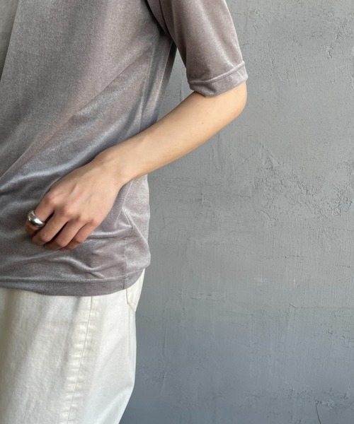 JEANS FACTORY Clothes（ジーンズファクトリークローズ）の「[Jeans Factory Clothes/ジーンズファクトリークローズ] シアーベロア ショートスリーブカットソー（Tシャツ/カットソー・レディース・グレー/サックスブルー/ブラウン/ネイビー・F）」の18枚目の写真