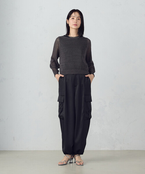 COMME CA ISM(コムサイズム)の「ホールガーメント ロングスリーブニット(ニット/セーター・レディース・チャコール/ベージュ・FREE)」の3枚目の写真