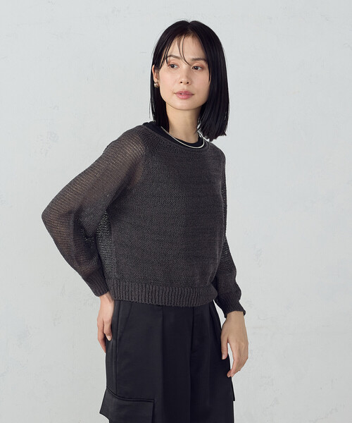 COMME CA ISM(コムサイズム)の「ホールガーメント ロングスリーブニット(ニット/セーター・レディース・チャコール/ベージュ・FREE)」の5枚目の写真