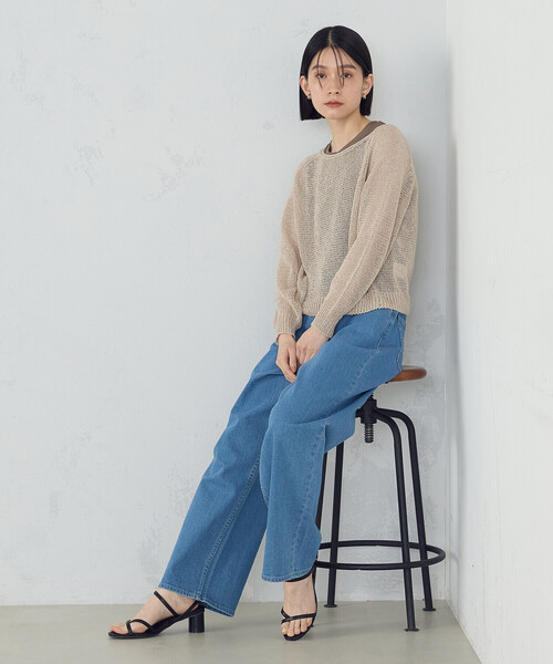 COMME CA ISM(コムサイズム)の「ホールガーメント ロングスリーブニット(ニット/セーター・レディース・チャコール/ベージュ・FREE)」の7枚目の写真
