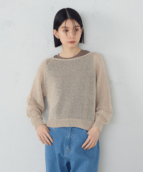 COMME CA ISM(コムサイズム)の「ホールガーメント ロングスリーブニット(ニット/セーター・レディース・チャコール/ベージュ・FREE)」の8枚目の写真