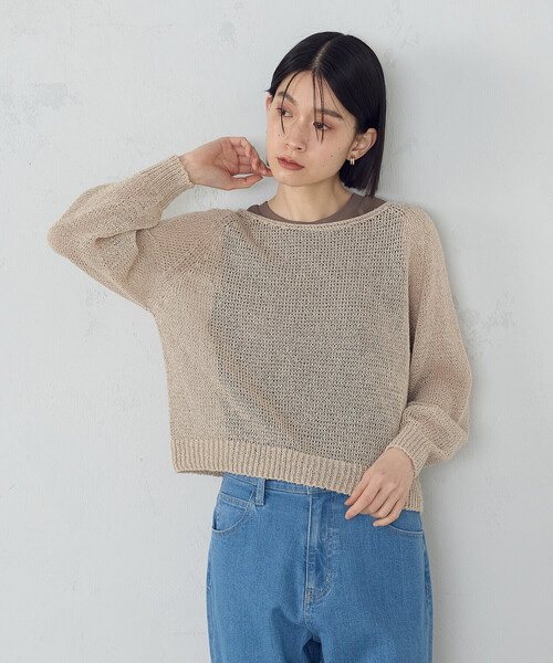 COMME CA ISM(コムサイズム)の「ホールガーメント ロングスリーブニット(ニット/セーター・レディース・チャコール/ベージュ・FREE)」の9枚目の写真