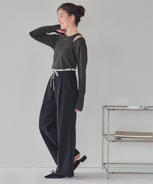 titivate（ティティベイト）の「Uネック/タンクレイヤードトップス（Tシャツ/カットソー・レディース・チャコール/ライム/ブラック/オフホワイト・M）」の15枚目の写真