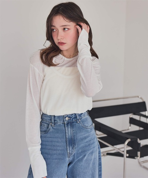 titivate（ティティベイト）の「Uネック/タンクレイヤードトップス（Tシャツ/カットソー・レディース・チャコール/ライム/ブラック/オフホワイト・M）」の12枚目の写真