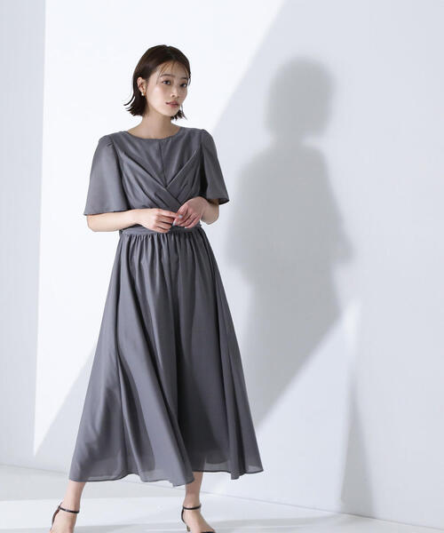 NATURAL BEAUTY BASIC(ナチュラルビューティーベーシック)の「◇カシュクールバックリボンワンピース(ワンピース・レディース・チャコールグレー/ベージュ/ダークブルー・P/S/SMALL/MEDIUM)」の8枚目の写真