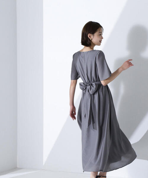 NATURAL BEAUTY BASIC(ナチュラルビューティーベーシック)の「◇カシュクールバックリボンワンピース(ワンピース・レディース・チャコールグレー/ベージュ/ダークブルー・P/S/SMALL/MEDIUM)」の10枚目の写真
