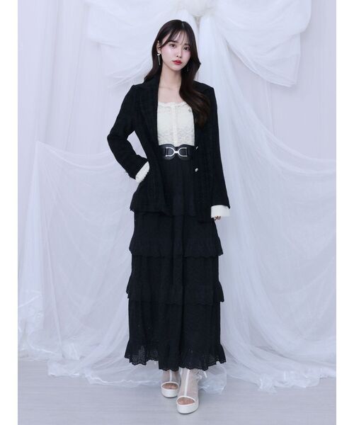 EATME(イートミー)の「ラッフルティアードロングスカート(スカート・レディース・オフホワイト/ブラック・FREE)」の11枚目の写真