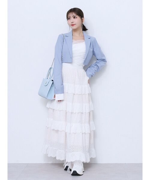 EATME(イートミー)の「ラッフルティアードロングスカート(スカート・レディース・オフホワイト/ブラック・FREE)」の16枚目の写真