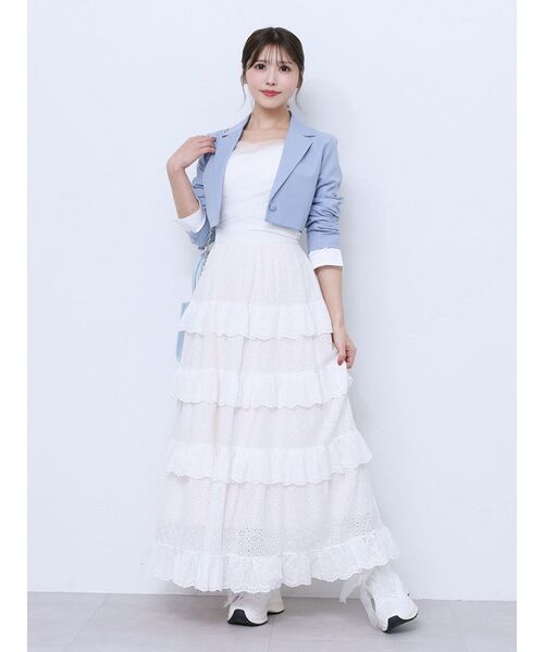 EATME(イートミー)の「ラッフルティアードロングスカート(スカート・レディース・オフホワイト/ブラック・FREE)」の17枚目の写真