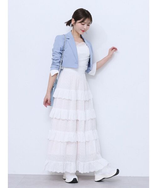 EATME(イートミー)の「ラッフルティアードロングスカート(スカート・レディース・オフホワイト/ブラック・FREE)」の18枚目の写真