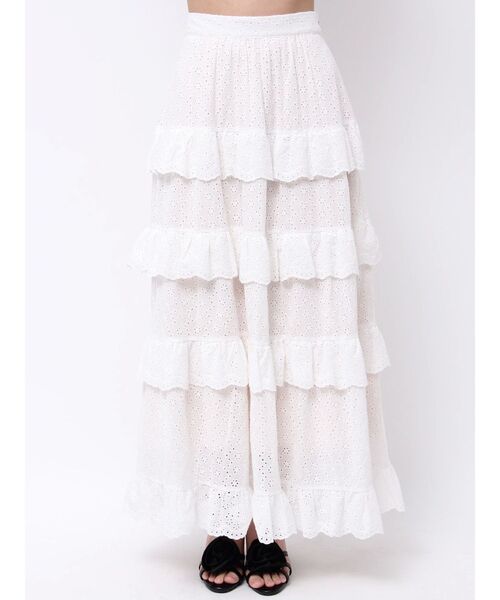 EATME(イートミー)の「ラッフルティアードロングスカート(スカート・レディース・オフホワイト/ブラック・FREE)」の21枚目の写真