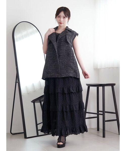 EATME（イートミー）の「ラッフルティアードロングスカート（スカート・レディース・オフホワイト/ブラック・FREE）」の22枚目の写真