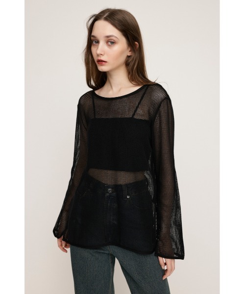 SLY（スライ）の「COTTON MESH 2WAY TOPS コットン メッシュ 2ウェイ トップス シアートップス（Tシャツ/カットソー・レディース・アイボリー/ブラック/ライトピンク・FREE）」の15枚目の写真