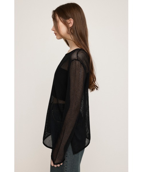 SLY（スライ）の「COTTON MESH 2WAY TOPS コットン メッシュ 2ウェイ トップス シアートップス（Tシャツ/カットソー・レディース・アイボリー/ブラック/ライトピンク・FREE）」の17枚目の写真