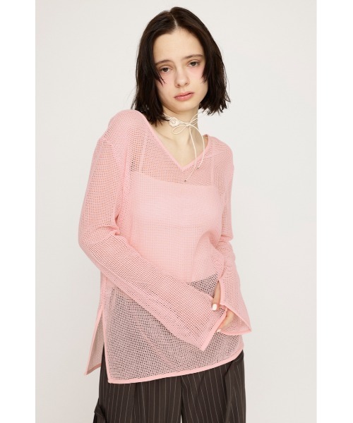 SLY（スライ）の「COTTON MESH 2WAY TOPS コットン メッシュ 2ウェイ トップス シアートップス（Tシャツ/カットソー・レディース・アイボリー/ブラック/ライトピンク・FREE）」の22枚目の写真