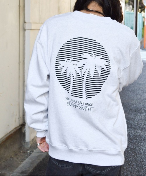 Sunny Smith(サニースミス)の「【SUNNY SMITH】12.7オンス ヘビーウェイトパームツリープリント裏毛トレーナー(CP)(スウェット・メンズ・アッシュ/ブラック・XL/L)」の18枚目の写真