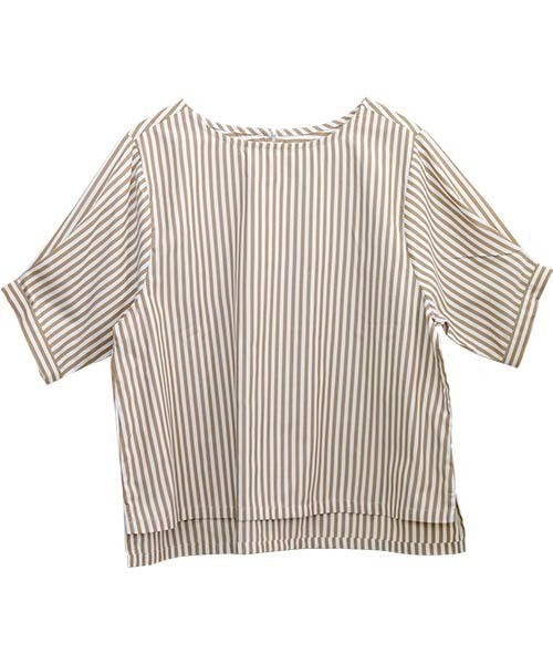 Aletta vita(アレッタビータ)の「T/Cストライプボートネック5分袖ブラウス(シャツ/ブラウス・レディース・チャコール/ネイビー/キャメル・FREE)」の18枚目の写真