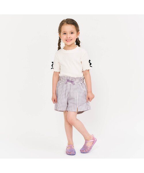 apres les cours（アプレレクール）の「【WEB限定】袖リボン半袖Tシャツ（Tシャツ/カットソー・キッズ・ミント/アイボリー/ブラック・120/110/100/90/80/140/130）」の16枚目の写真