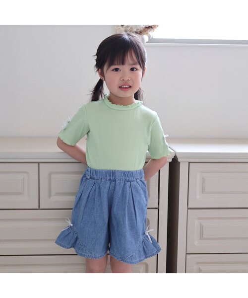 apres les cours（アプレレクール）の「【WEB限定】袖リボン半袖Tシャツ（Tシャツ/カットソー・キッズ・ミント/アイボリー/ブラック・120/110/100/90/80/140/130）」の19枚目の写真