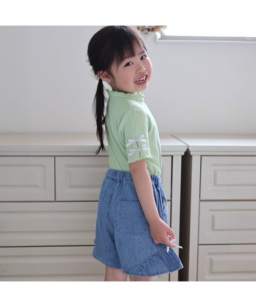 apres les cours（アプレレクール）の「【WEB限定】袖リボン半袖Tシャツ（Tシャツ/カットソー・キッズ・ミント/アイボリー/ブラック・120/110/100/90/80/140/130）」の20枚目の写真