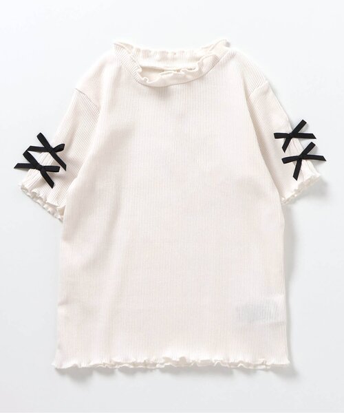 apres les cours（アプレレクール）の「【WEB限定】袖リボン半袖Tシャツ（Tシャツ/カットソー・キッズ・ミント/アイボリー/ブラック・120/110/100/90/80/140/130）」の10枚目の写真