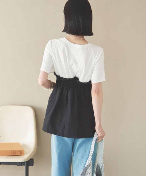 Doux archives(ドゥアルシーヴ)の「カットドッキングペプラムトップス(Tシャツ/カットソー・レディース・ベージュ/ブラック/チャコールグレー/ブラウン・38)」の13枚目の写真
