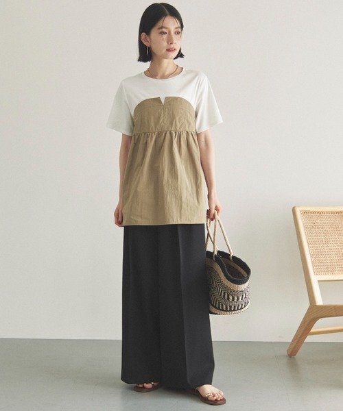 Doux archives(ドゥアルシーヴ)の「カットドッキングペプラムトップス(Tシャツ/カットソー・レディース・ベージュ/ブラック/チャコールグレー/ブラウン・38)」の15枚目の写真