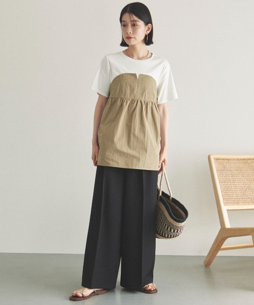 Doux archives(ドゥアルシーヴ)の「カットドッキングペプラムトップス(Tシャツ/カットソー・レディース・ベージュ/ブラック/チャコールグレー/ブラウン・38)」の16枚目の写真