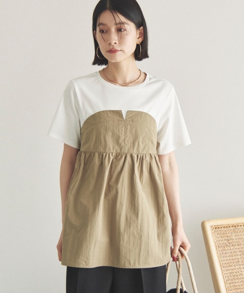 Doux archives(ドゥアルシーヴ)の「カットドッキングペプラムトップス(Tシャツ/カットソー・レディース・ベージュ/ブラック/チャコールグレー/ブラウン・38)」の21枚目の写真