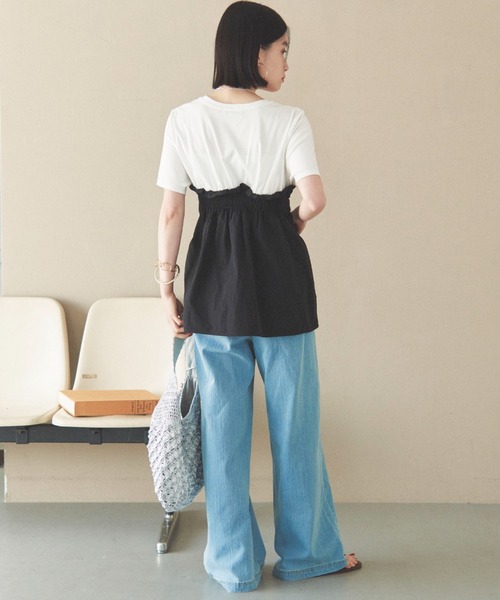 Doux archives(ドゥアルシーヴ)の「カットドッキングペプラムトップス(Tシャツ/カットソー・レディース・ベージュ/ブラック/チャコールグレー/ブラウン・38)」の7枚目の写真