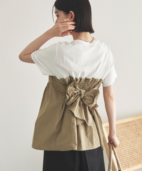 Doux archives(ドゥアルシーヴ)の「カットドッキングペプラムトップス(Tシャツ/カットソー・レディース・ベージュ/ブラック/チャコールグレー/ブラウン・38)」の22枚目の写真