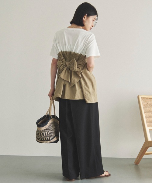 Doux archives(ドゥアルシーヴ)の「カットドッキングペプラムトップス(Tシャツ/カットソー・レディース・ベージュ/ブラック/チャコールグレー/ブラウン・38)」の18枚目の写真