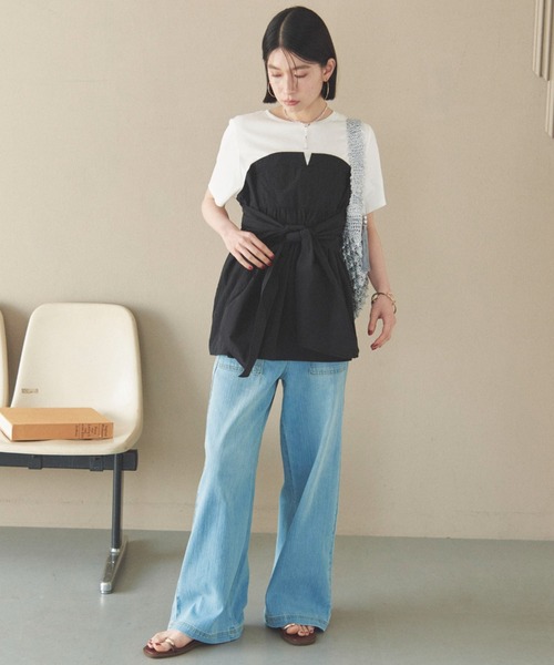 Doux archives(ドゥアルシーヴ)の「カットドッキングペプラムトップス(Tシャツ/カットソー・レディース・ベージュ/ブラック/チャコールグレー/ブラウン・38)」の9枚目の写真