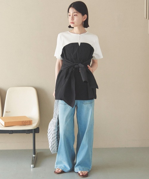 Doux archives(ドゥアルシーヴ)の「カットドッキングペプラムトップス(Tシャツ/カットソー・レディース・ベージュ/ブラック/チャコールグレー/ブラウン・38)」の10枚目の写真