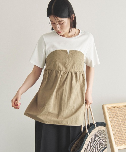 セール】カットドッキングペプラムトップス（Tシャツ/カットソー