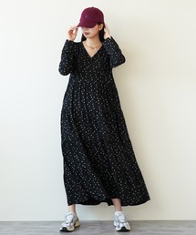 カシュクールデザイン ティアードワンピース