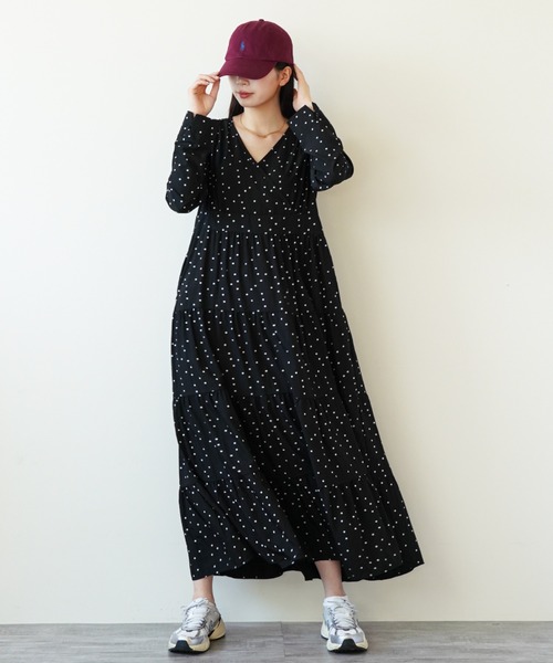 gossip!ロサンゼルス(ゴシップロサンゼルス)の「カシュクールデザイン ティアードワンピース(ワンピース・レディース・ライトベージュ/ブラック・FREE)」の2枚目の写真