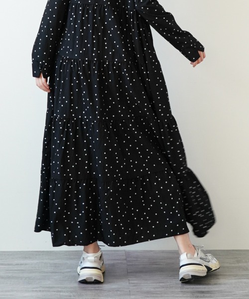gossip!ロサンゼルス(ゴシップロサンゼルス)の「カシュクールデザイン ティアードワンピース(ワンピース・レディース・ライトベージュ/ブラック・FREE)」の14枚目の写真