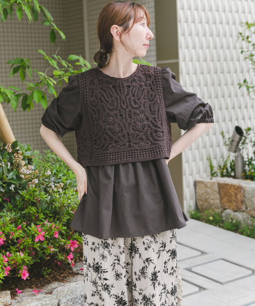 レースベストドッキングチュニック（シャツ/ブラウス）｜ITEMS
