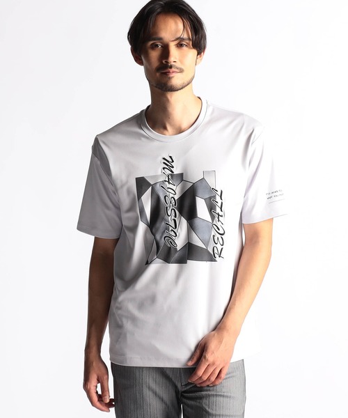 NICOLE CLUB FOR MEN(ニコルクラブフォーメン)の「ステンドグラスプリント・ロゴ刺繍半袖Tシャツ(Tシャツ/カットソー・メンズ・ブラック/オフホワイト/ミント/グレー系・MEDIUM/LARGE/X-LARGE)」の4枚目の写真