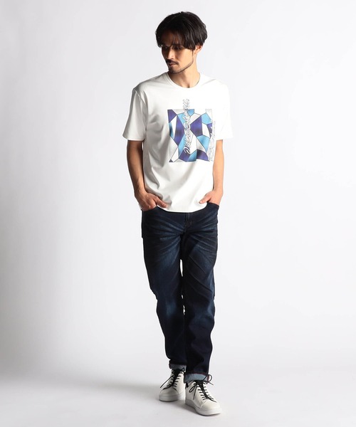 NICOLE CLUB FOR MEN(ニコルクラブフォーメン)の「ステンドグラスプリント・ロゴ刺繍半袖Tシャツ(Tシャツ/カットソー・メンズ・ブラック/オフホワイト/ミント/グレー系・MEDIUM/LARGE/X-LARGE)」の5枚目の写真